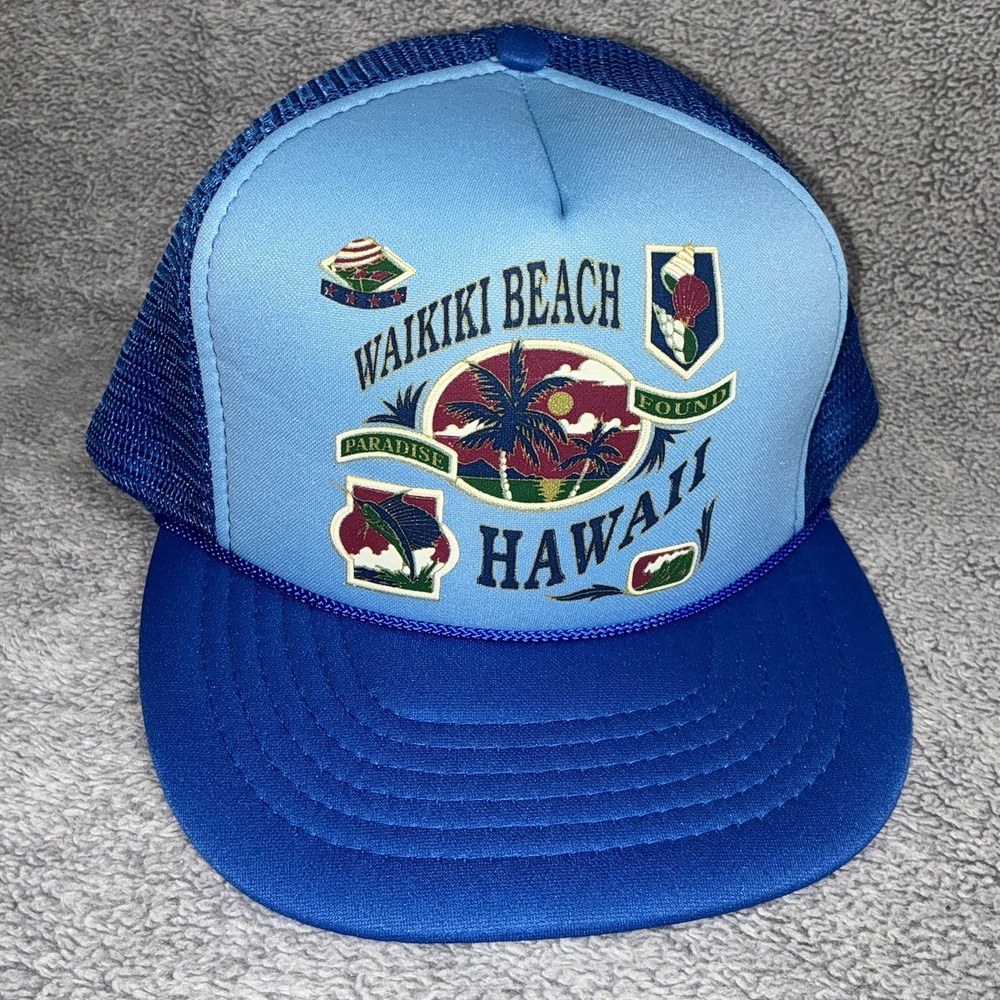 Vintage Hawaii Kaikiki Beach‎ Foam Trucker Hat Cap SnapBack Mech Paradise Found